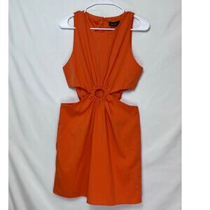 Kourt Orange Sleeveless Cut Out Summer Vacation Cruise Mini Dress - Size Large
